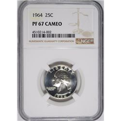 1964 WASHINGTON QUARTER, NGC PF-67 CAMEO