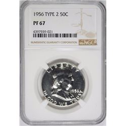 1956 TYPE 2 FRANKLIN HALF DOLLAR NGC PF 67