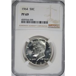 1964 KENNEDY HALF DOLLAR, NGC PF-69!