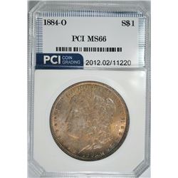 1884-O MORGAN SILVER DOLLAR, PCI SUPERB GEM BU - BEAUTIFUL COLORS!