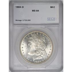 1904-O MORGAN SILVER DOLLAR, SEGS GRADED CH/GEM BU