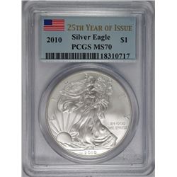 2010 AMERICAN SILVER EAGLE, PCGS MS-70
