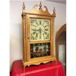 Tiger Maple Pillar and Scroll Clock