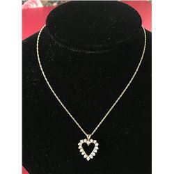 14kt Ladies Necklace with Diamond Heart Shaped Pendant