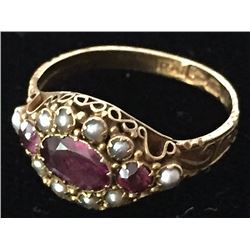 Ladies Amethyst and Pearl Ring