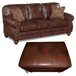 Leather Sofa and Ottoman