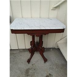 Walnut Eastlake Style Marble Top Table