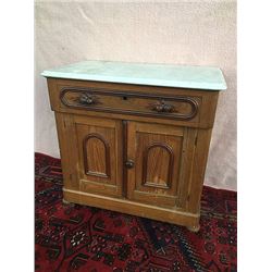 Chestnut and Walnut Marble top Commode