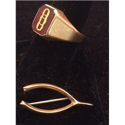 10kt Gold Ring and Pin