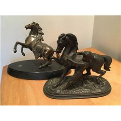 2 Vintage Clock Statues