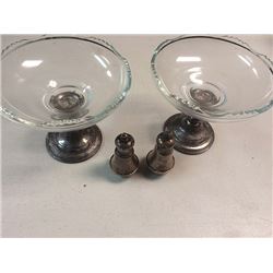 2 Sterling Silver Candy Dishes, Salt and Pepper