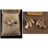 Image 1 : 14kt Gold Ring and Earrings