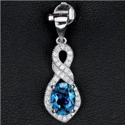 Natural London Blue Topaz Pendant