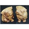 Image 1 : Hand Carved Wooden Bull Dog Puppies