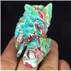 Image 1 : Hand Carved Rainbow Calsilica Gemstone Owl