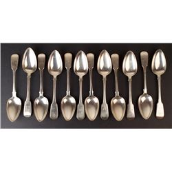 Laurent Amiot (1764-1839) Sterling silver soup spoon set (12) - Canada, Quebec, Montreal (XVIII-XIX)