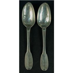 Ignace-François Delezenne (1717-1790) Sterling silver spoon set (x2) - Canada, Quebec, Montreal (XVI