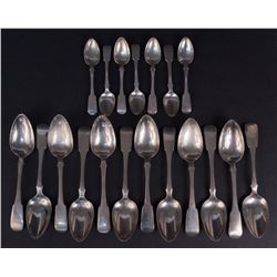 Henry Polonceau (1766-1828) Sterling silver tea spoons (x7) & soup spoons (x12) set - Canada, Quebec