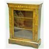 Image 1 : A Victorian figured walnut and floral marquetry pier cabinet, with single door flanked by gilt me...