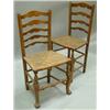 Image 1 : A set of 8 early 19th Century oak and ash ladderback dining chairs, with serpentine spars and rus...