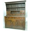 Image 1 : An 18th Century oak dresser, with moulded cornice and three shelves over three spice drawers flan...