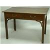Image 1 : A George III mahogany side table, with rectangular top and two frieze drawers, pierced brackets a...