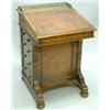 Image 1 : A Victorian Gillow figured walnut davenport with brass gallery, leather lined slope and pull out...