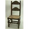 Image 1 : A 17th Century oak Lancashire single chair, with carved double spar back decorated with faces on...