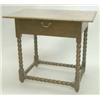 Image 1 : A late 17th Century oak side table, with frieze drawer fitted brass loop handles on bobbin legs a...