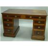 Image 1 : An Edwardian satinwood banded mahogany kneehole desk, fitted with 8 drawers, on plinth feet (Conv...