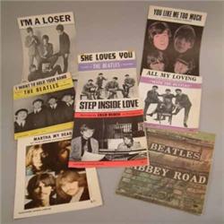 The Beatles - sheet music to eight records, seven printed by Northern Songs Ltd., together with "...
