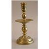 Image 1 : A 17th Century Dutch brass Heemskirk candlestick, with broad wax pan 11in....