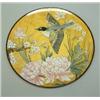 Image 1 : A Victorian Minton earthenware wall plate, painted with a bird and flowers in a yellow ground. 16...