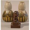Image 1 : A pair of Royal Doulton stoneware gourd shaped vases, decorated with stylised fruit, 6in. and a '...