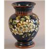 A Doulton Lambeth faience vase, painted with yellow blossom against a blue ground, dated 1879 and...