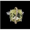 Image 2 : 9.10 ctw Lemon Quartz and Diamond Ring - 14KT White Gold