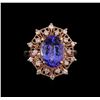 Image 2 : 5.20 ctw Tanzanite and Diamond Ring - 14KT Rose Gold