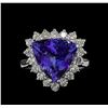 Image 2 : 5.82 ctw Tanzanite and Diamond Ring - 14KT White Gold