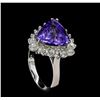 Image 4 : 5.82 ctw Tanzanite and Diamond Ring - 14KT White Gold