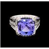 Image 2 : 6.11 ctw Tanzanite and Diamond Ring - 14KT White Gold
