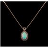 Image 2 : 8.77 ctw Opal and Diamond Pendant With Chain - 14KT Rose Gold