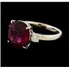 Image 1 : 3.56 ctw Pink Tourmaline and Diamond Ring - Platinum