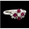 Image 1 : 0.74 ctw Ruby and Diamond Ring - Platinum