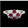 Image 2 : 0.74 ctw Ruby and Diamond Ring - Platinum