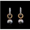 Image 1 : Pearl and Diamond Earrings - 14KT White and Rose Gold