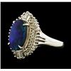 Image 1 : 2.20 ctw Black Opal and Diamond Ring - Platinum