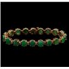 Image 1 : 14KT Rose Gold 20.90 ctw Emerald and Diamond Bracelet