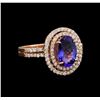 Image 1 : 2.35 ctw Tanzanite and Diamond Ring - 14KT Rose Gold