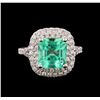 Image 2 : 3.01 ctw Emerald and Diamond Ring - 14KT White Gold