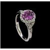 Image 4 : 1.49 ctw Pink Sapphire and Diamond Ring - 14KT White Gold